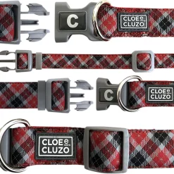 Adjustable dog collar, plaid