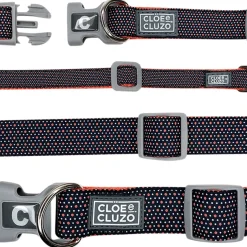 Adjustable dog collar, red polka dots