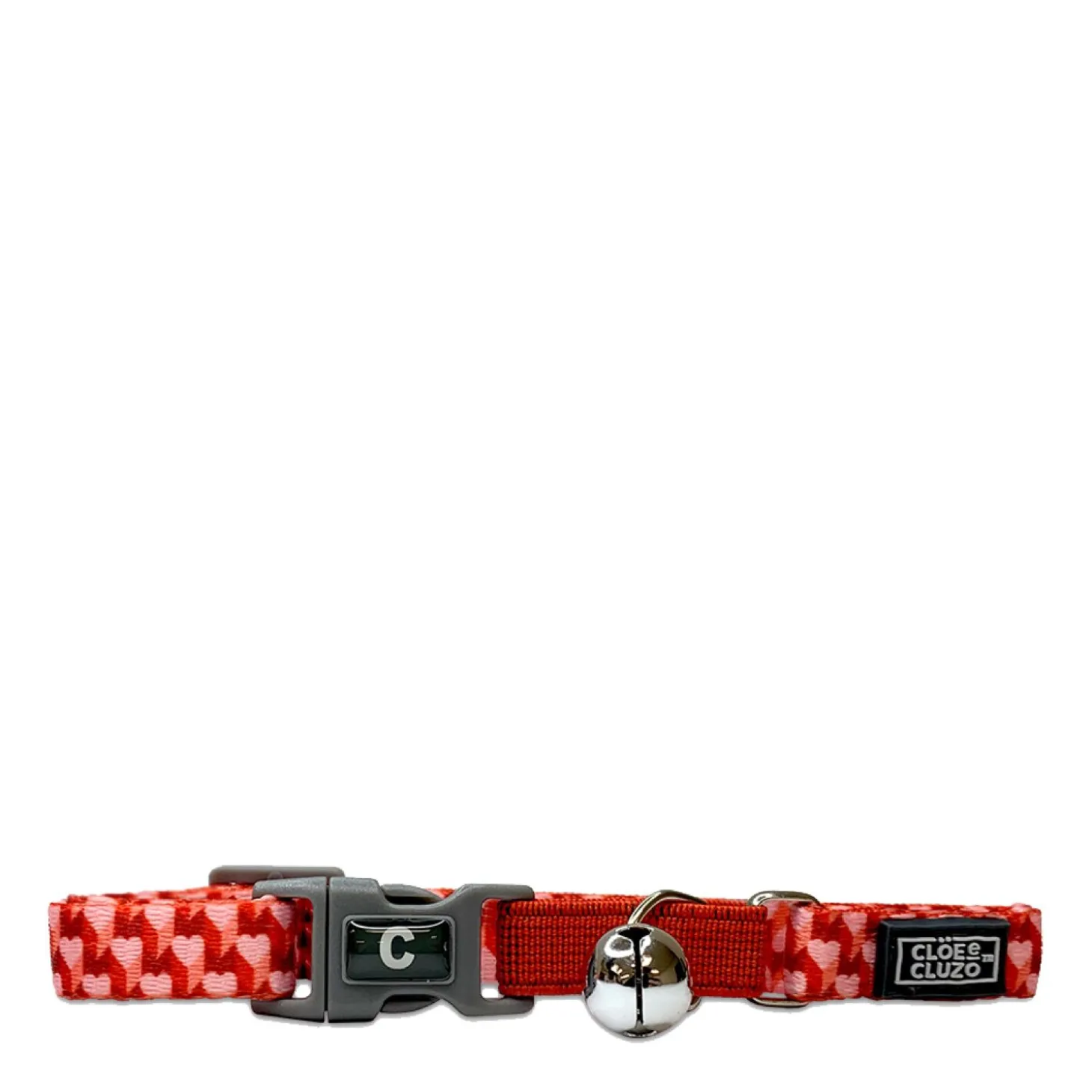 Adjustable printed Cat Collar, Hearts