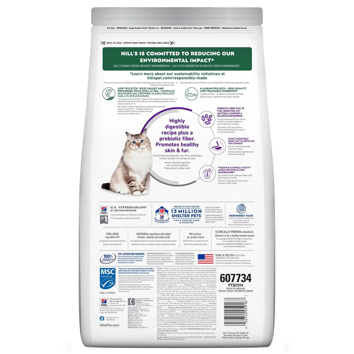 Adult Sensitive Stomach & Skin Pollock & Barley Meal Dry Cat Food, 2.72 kg