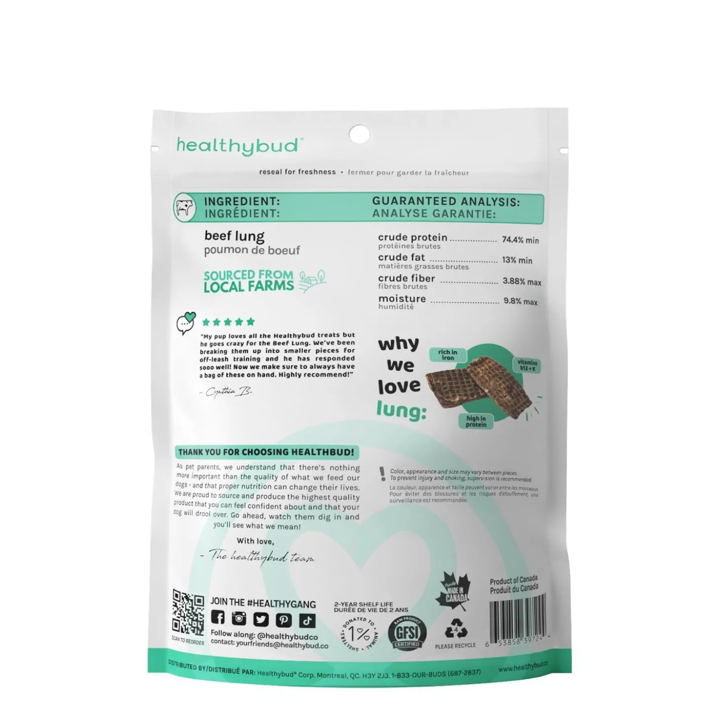 Air Dried Beef Lung Wafers for Dogs