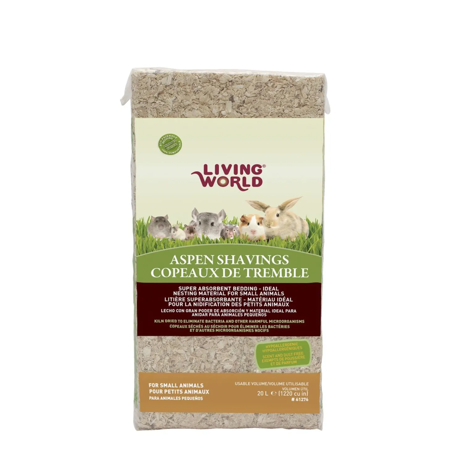 Aspen shavings, 20 L (1200 cu in)