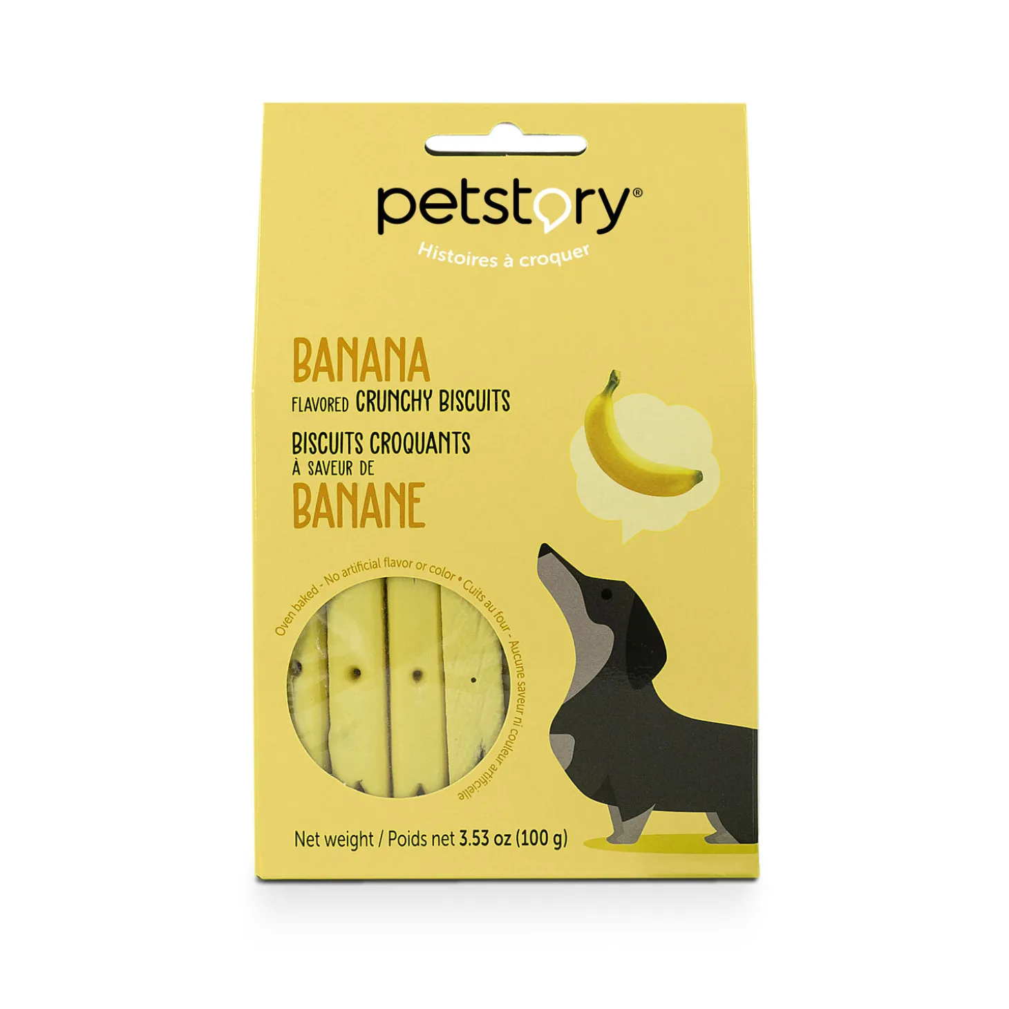 Banana flavoured crunchy biscuits for dogs