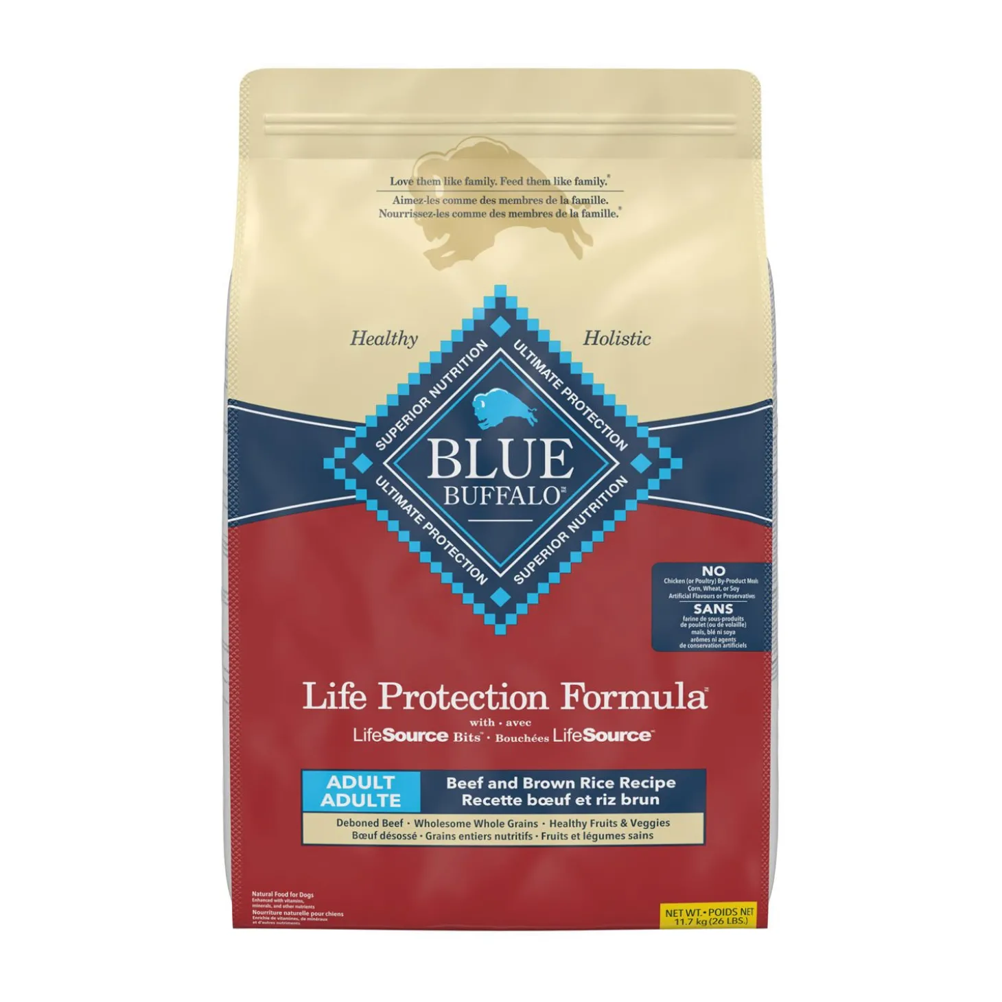 Beef and Brown Rice Dry Food for Adult Dogs, 11.7 kg