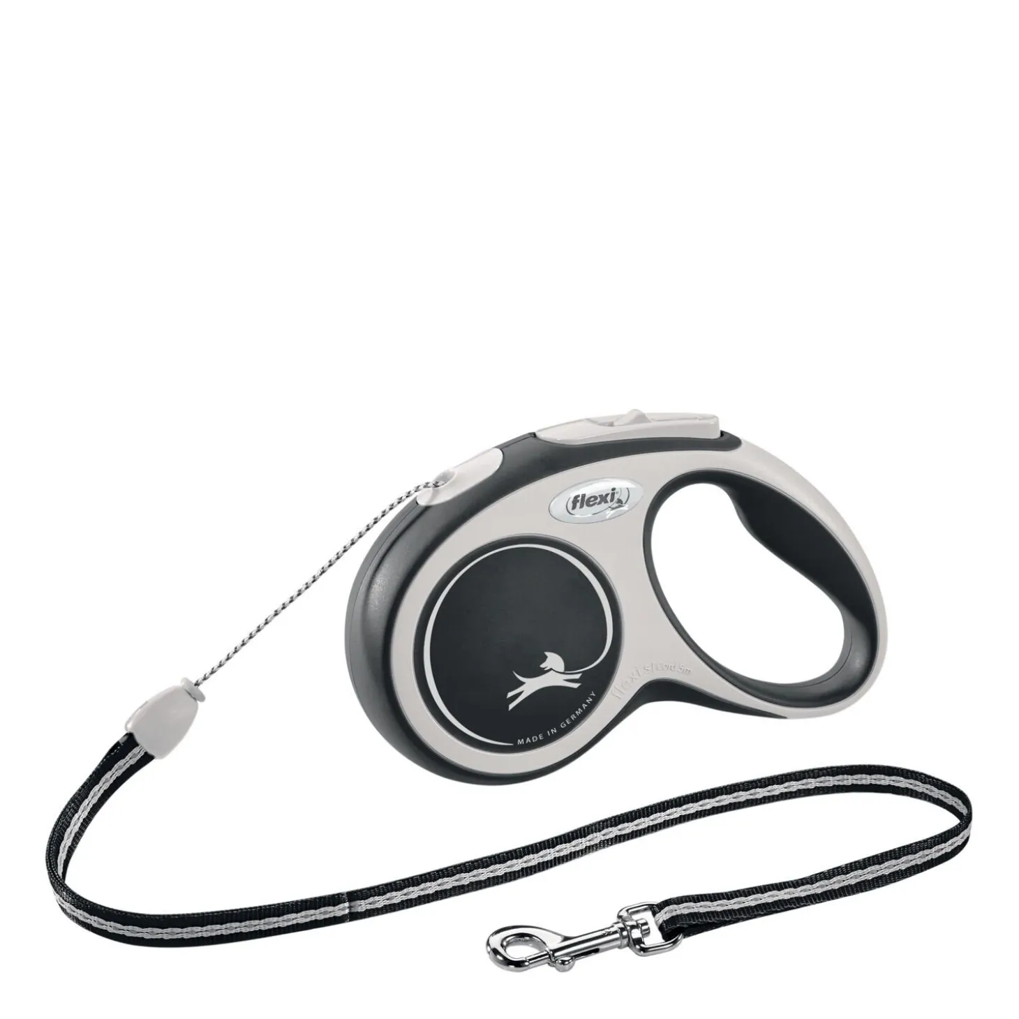 Black Comfort cord retractable leash, 5m