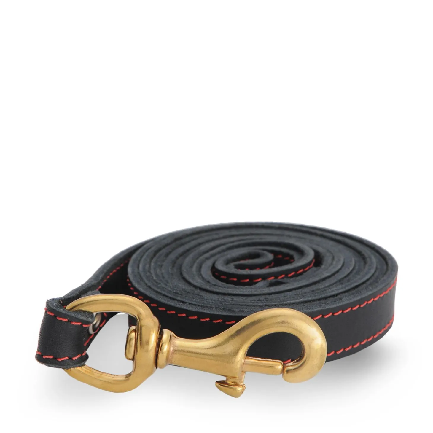 Black stitched leather leash