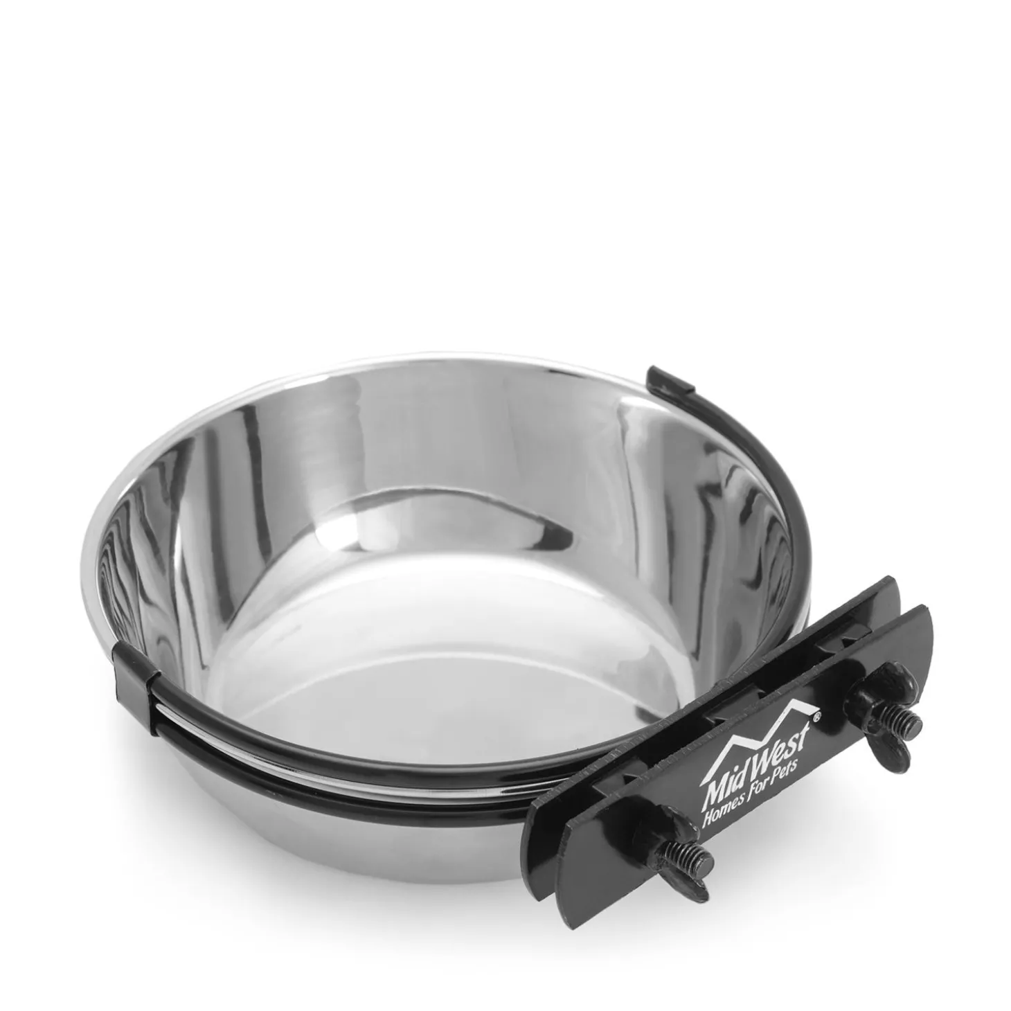 Bowl with stainless steel support for dog's crate