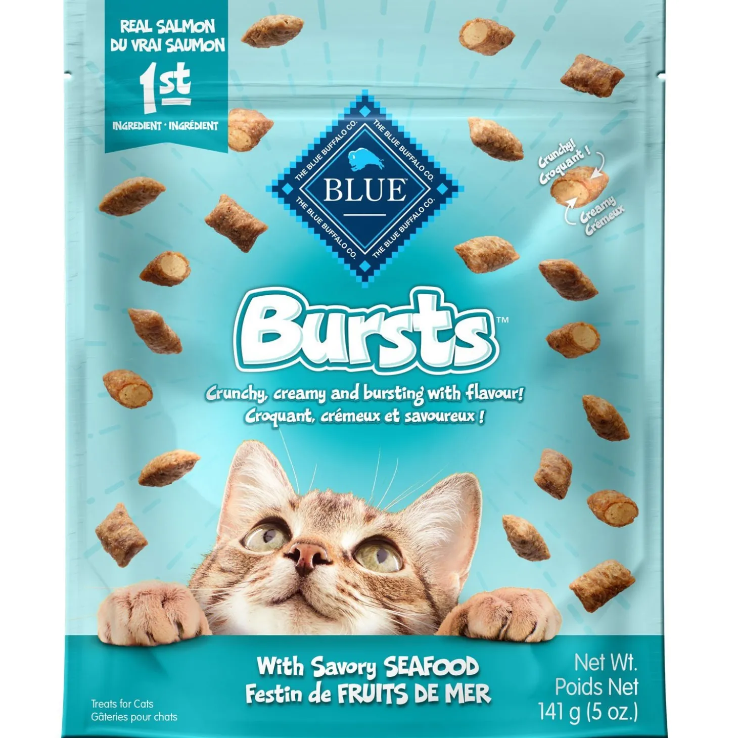 Bursts filled cat treats, seafood