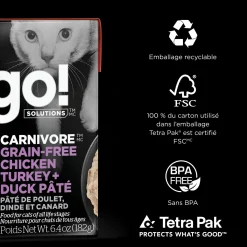 Carnivore Chicken, Turkey and Duck Pâté for Cats, 182 g