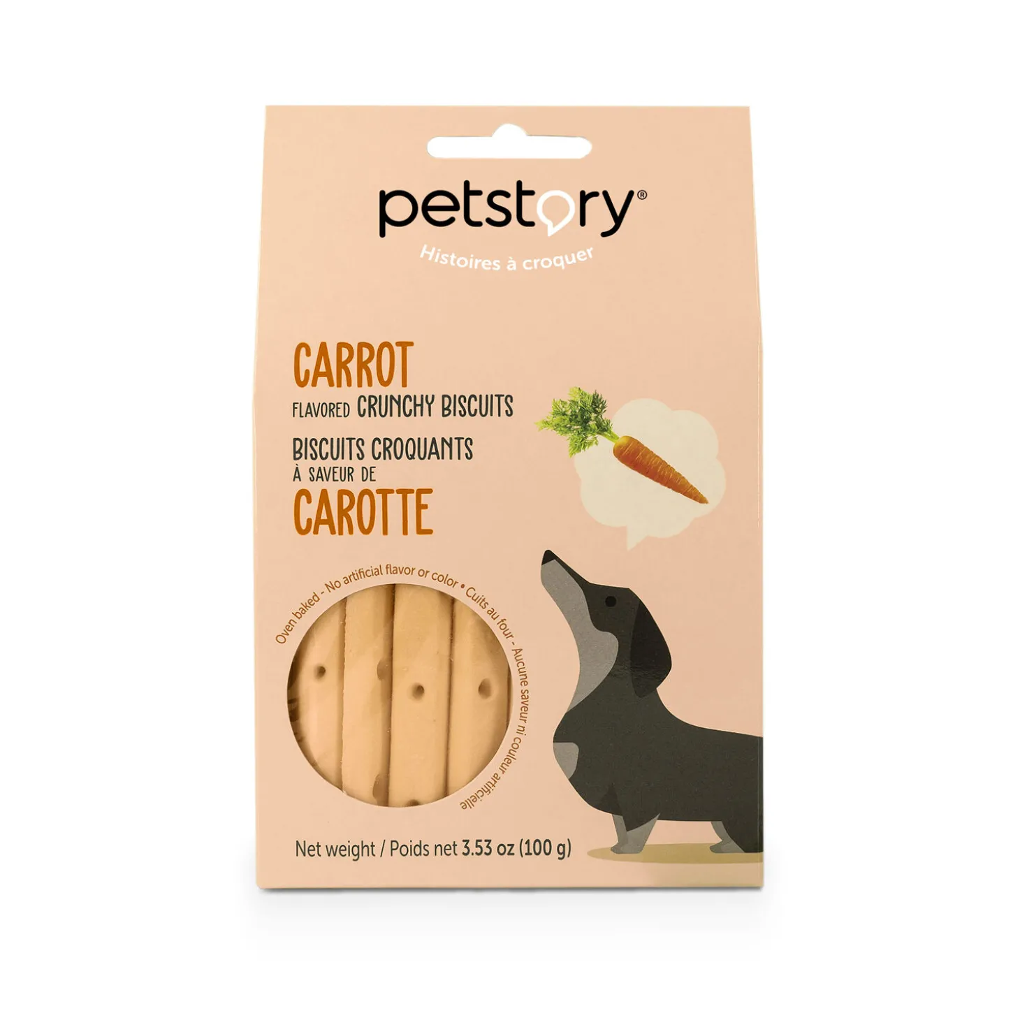 Carrot flavoured crunchy biscuits for dogs