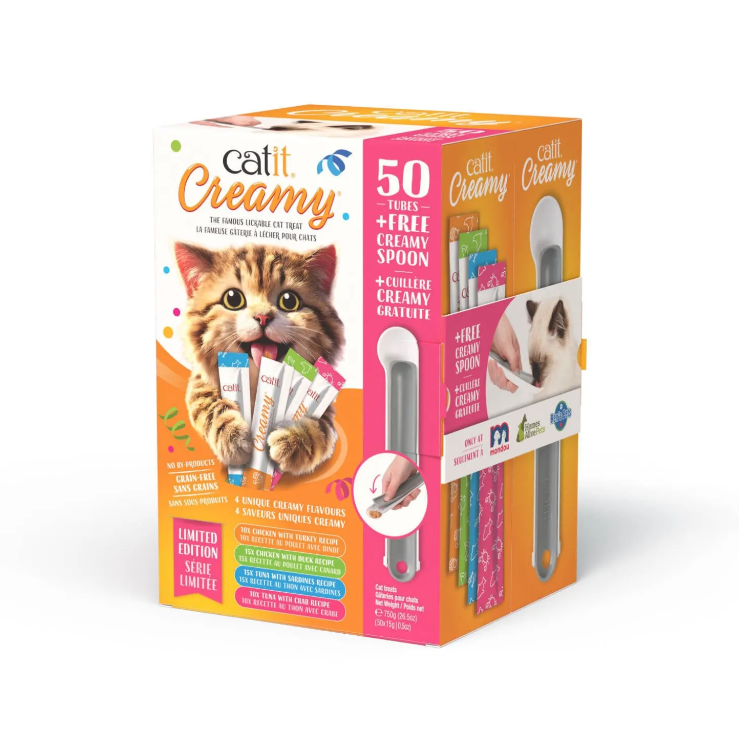 Catit Creamy Assorted Gift Box, 50 Pack with Spoon