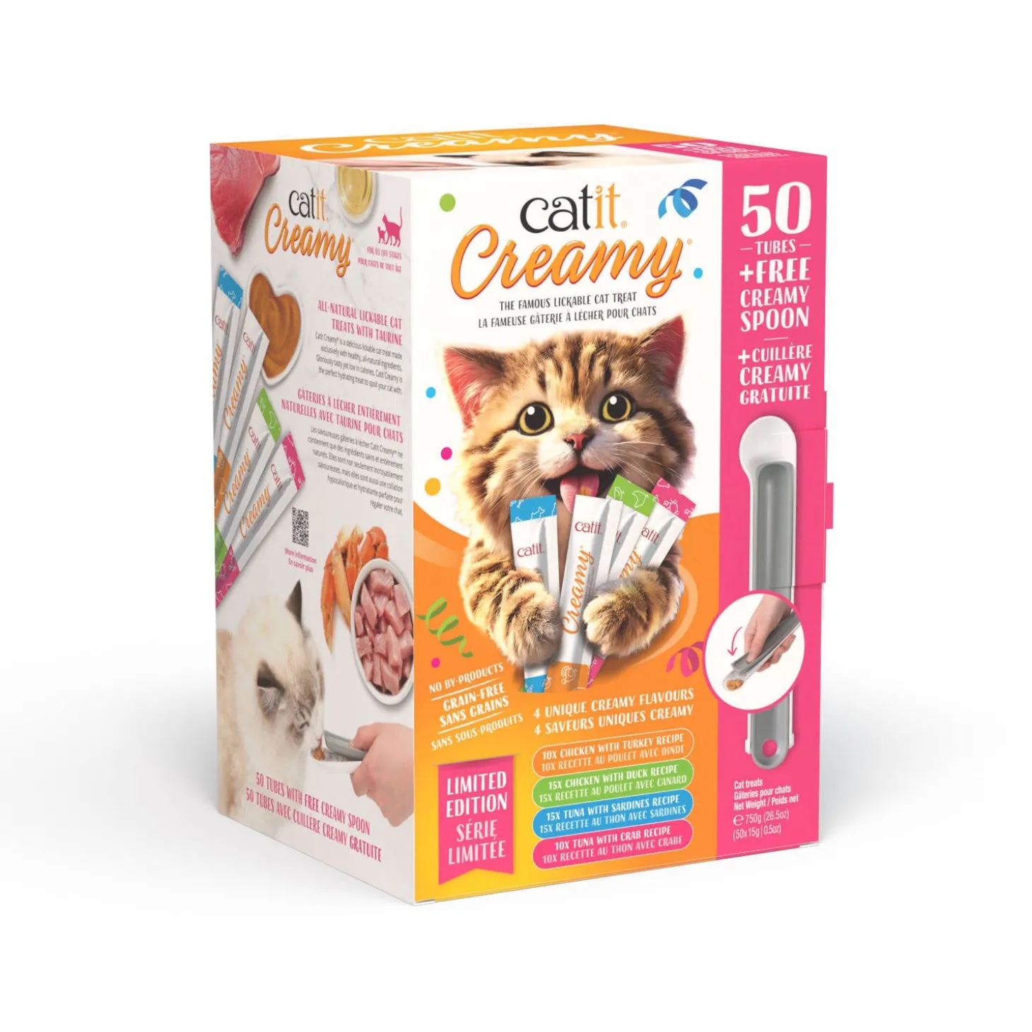 Catit Creamy Assorted Gift Box, 50 Pack with Spoon