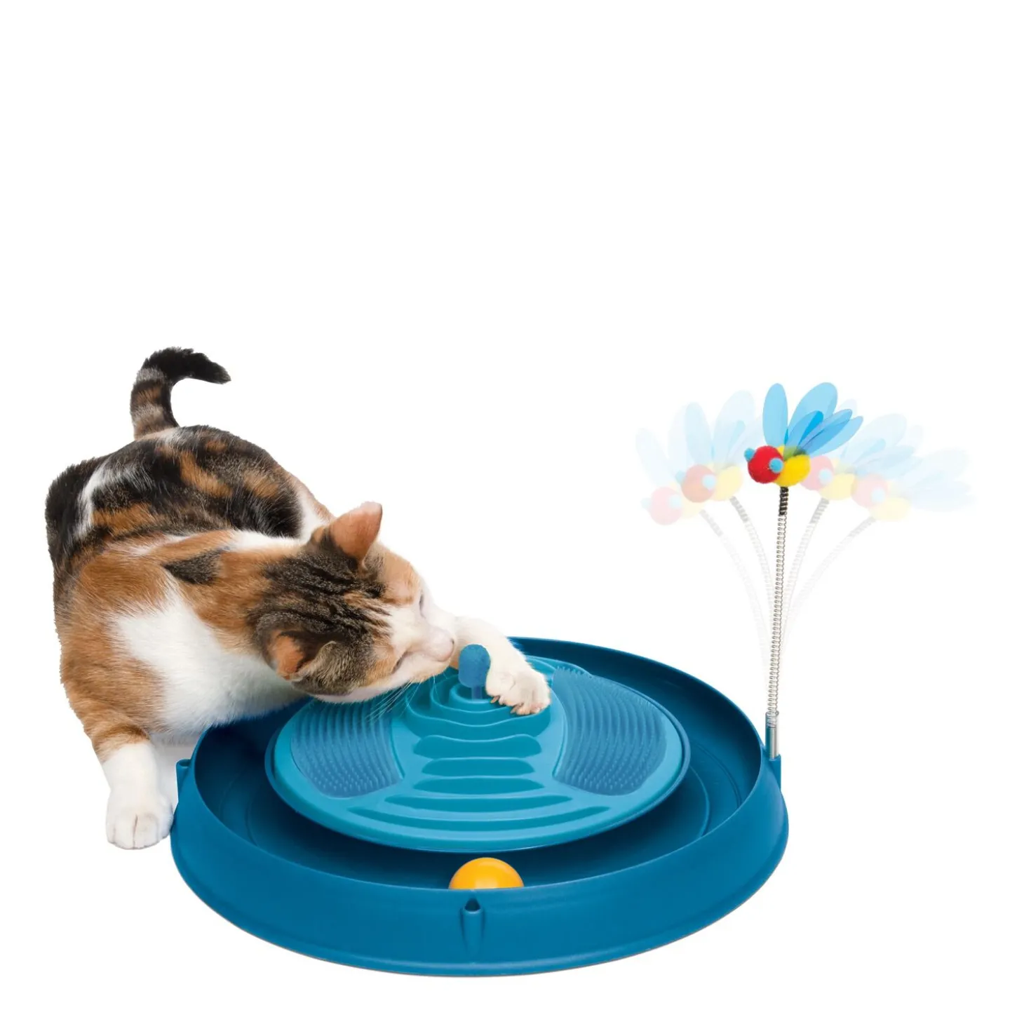 Catit Play 3-in-1 Circuit Ball Toy with Massager, Blue
