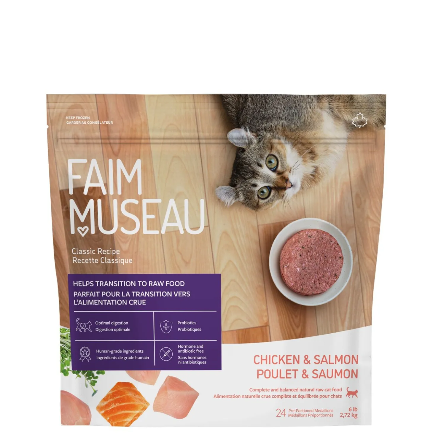 Chicken and salmon raw cat food
