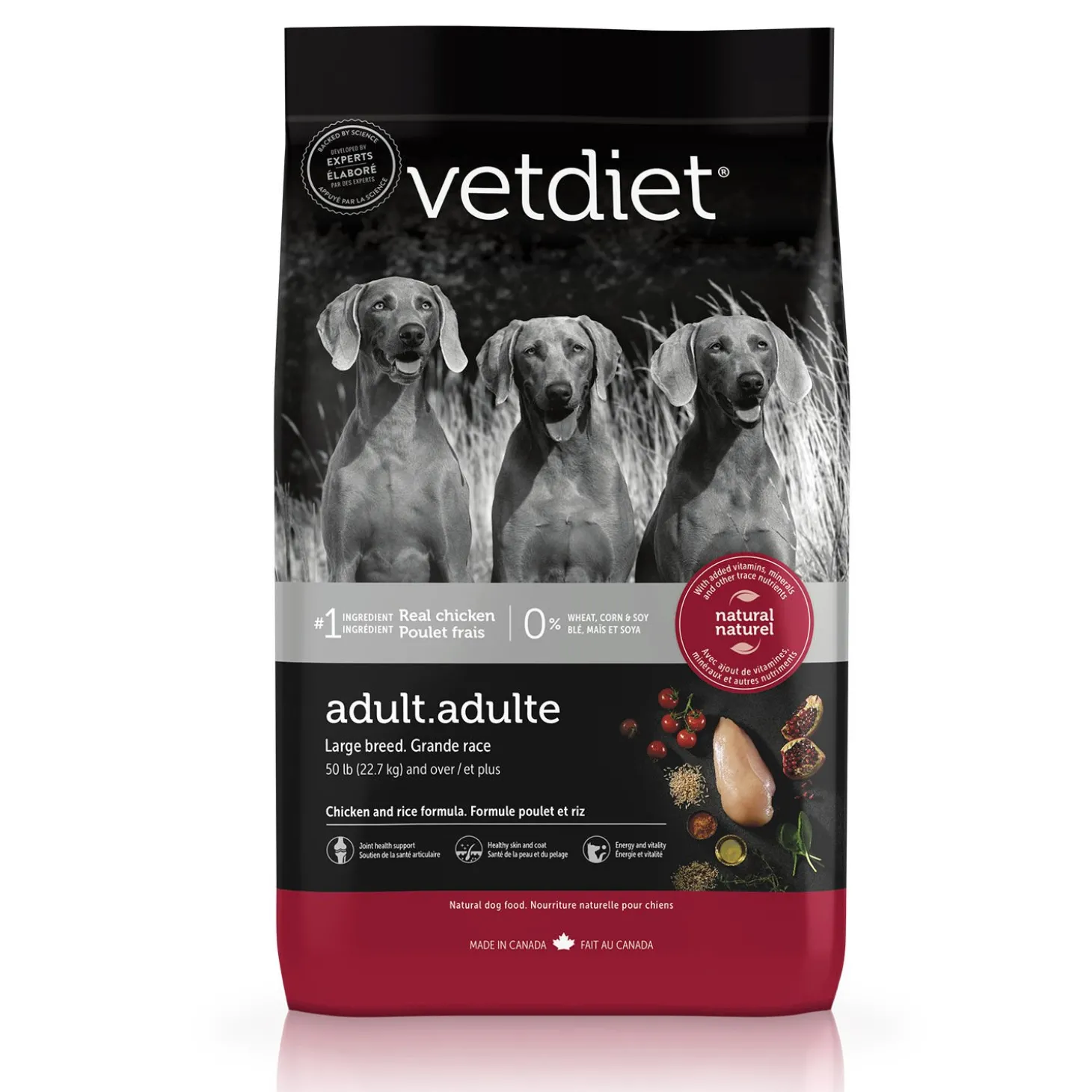 Chicken dry food for adult large breed dog