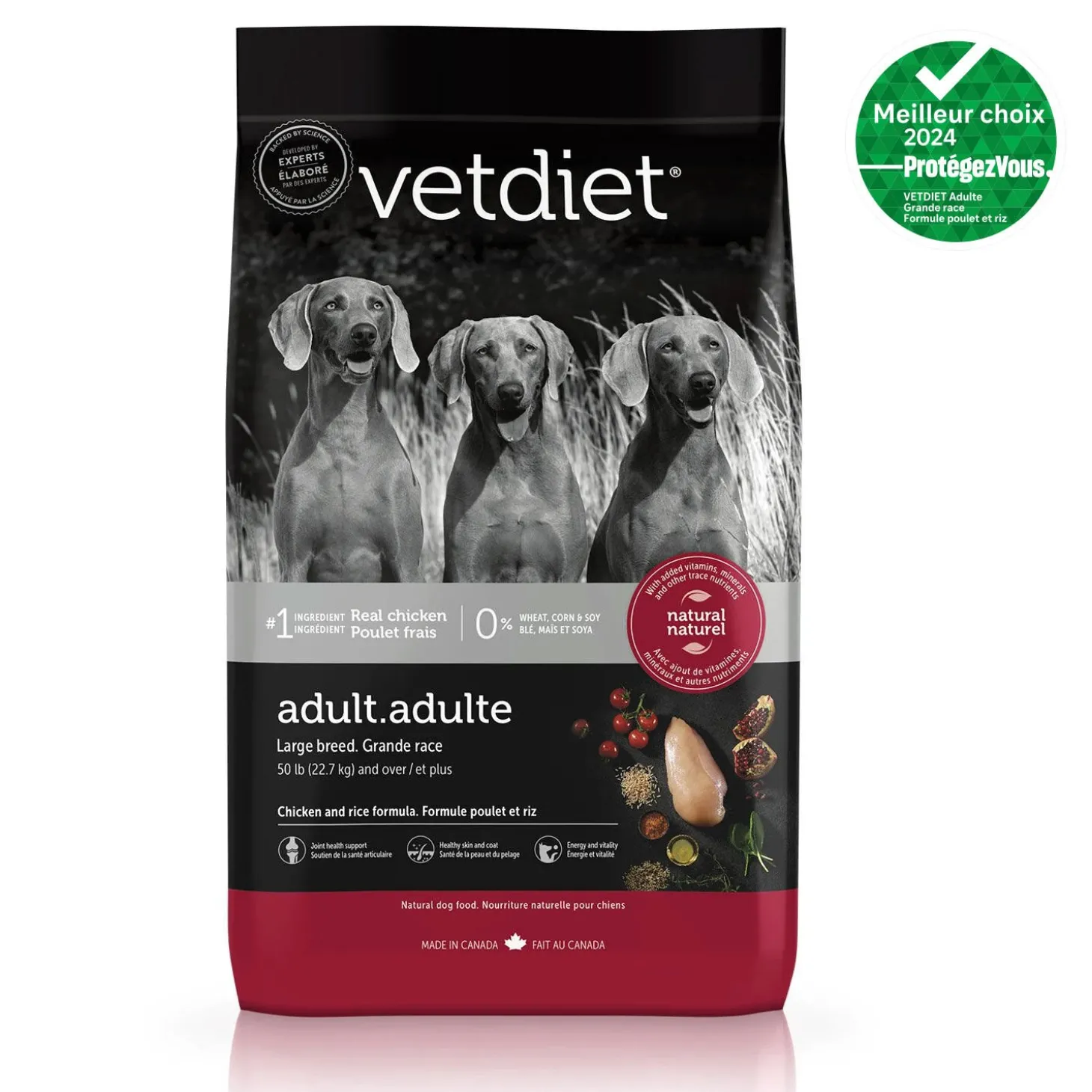 Chicken dry food for adult large breed dog