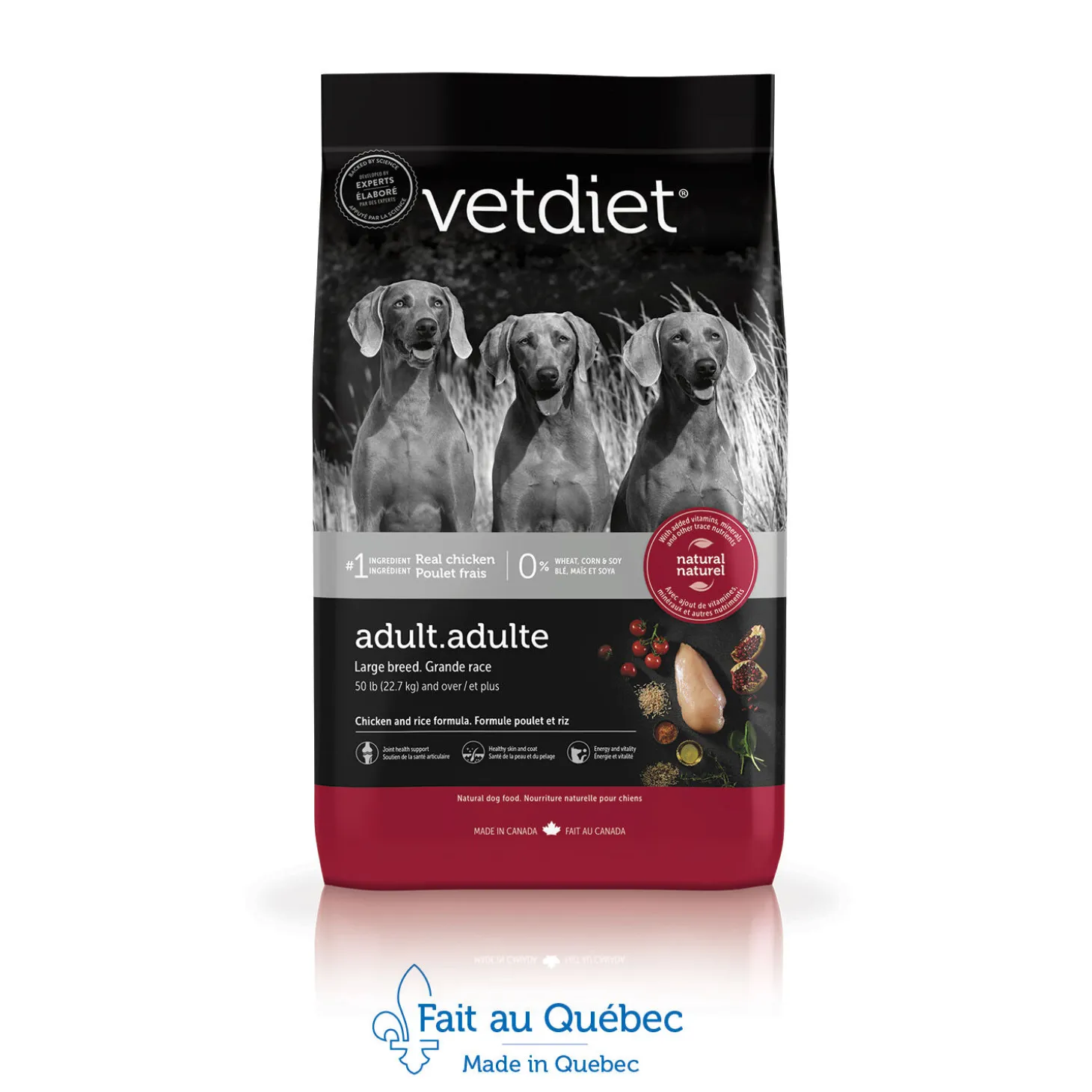 Chicken dry food for adult large breed dog