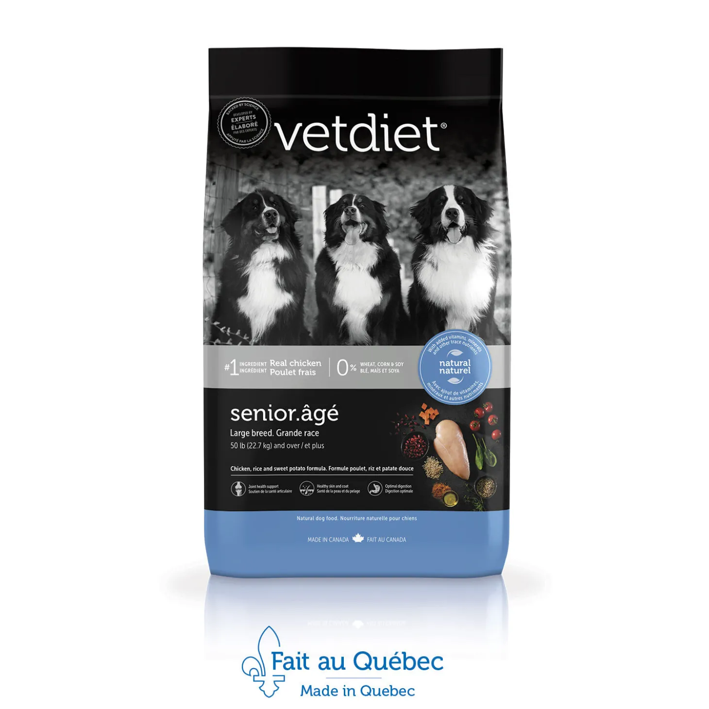 Chicken dry food for senior large breed dog