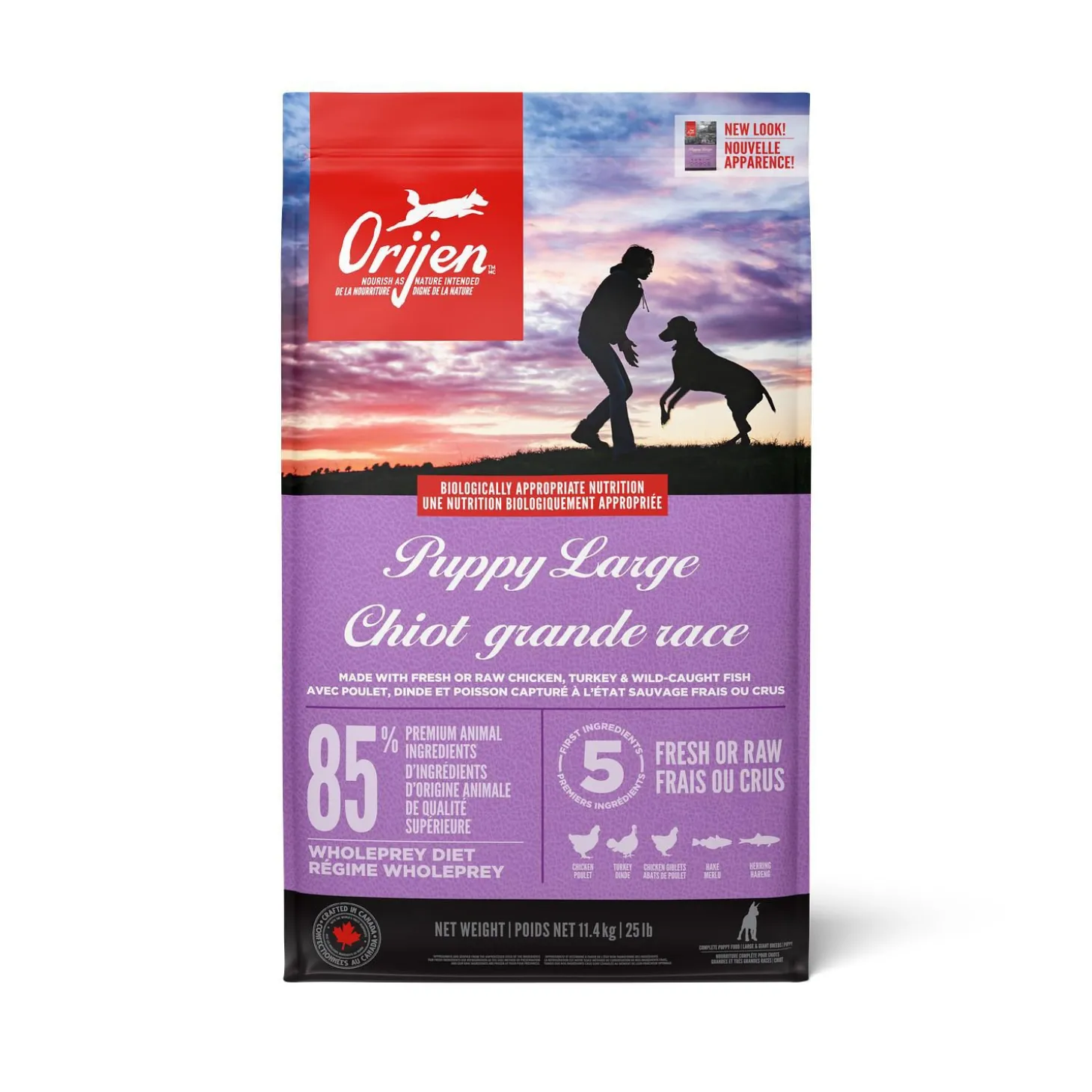 Chicken, Turkey and Wild-Caught Fish Dry Food for Large Breed Puppies, 11.4 kg