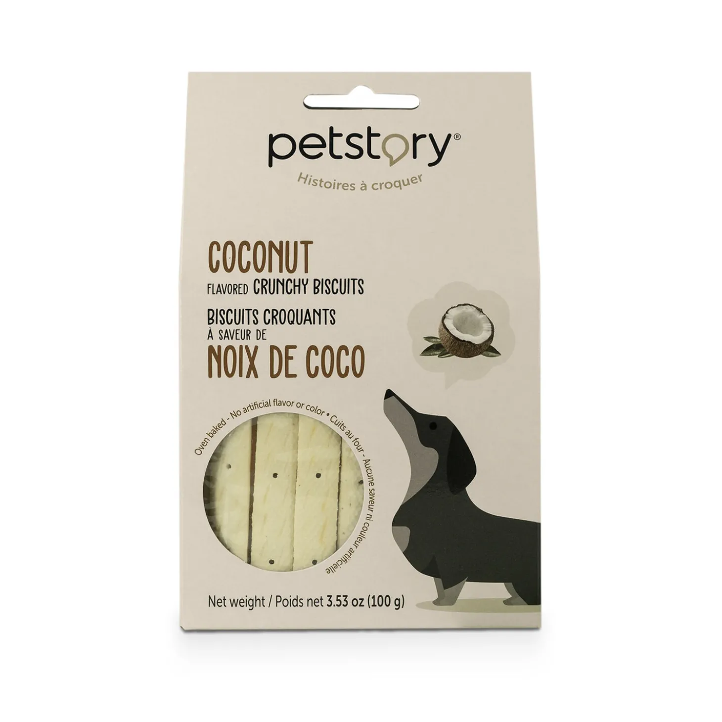 Coconut flavoured crunchy biscuits for dogs