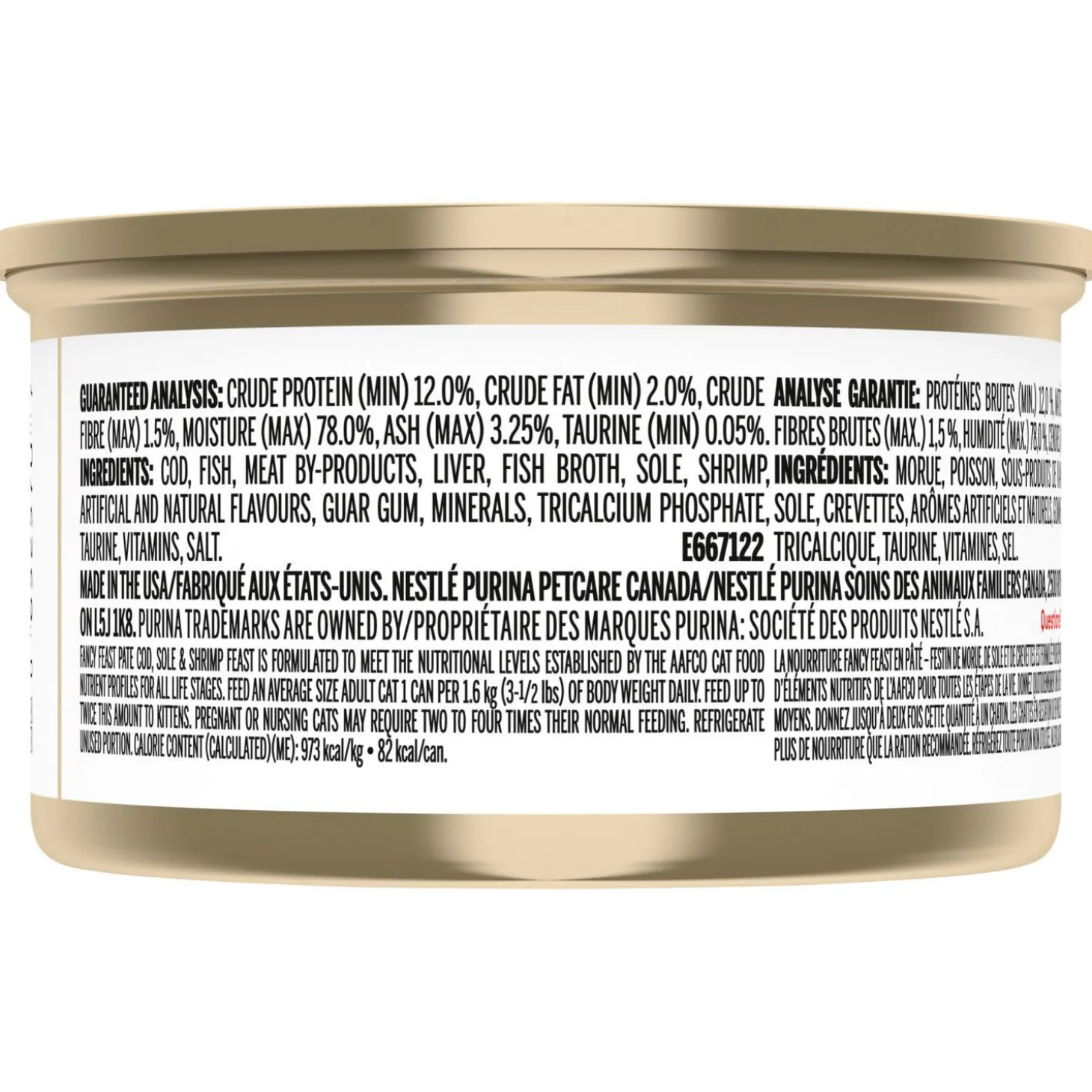 Cod, sole and shrimp wet food for adult cats