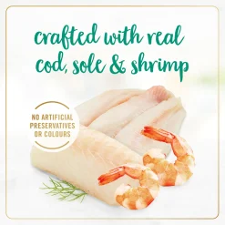 Cod, sole and shrimp wet food for adult cats