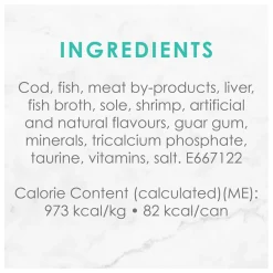 Cod, sole and shrimp wet food for adult cats