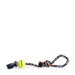 coloured rope with handle and tennis ball