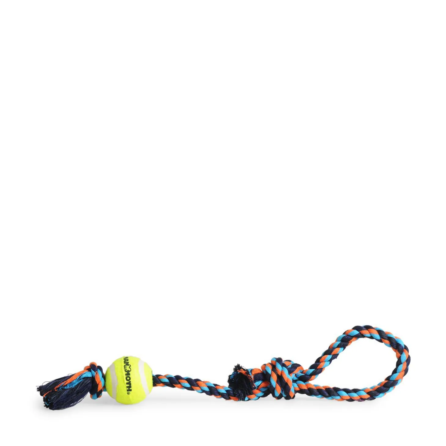 coloured rope with handle and tennis ball
