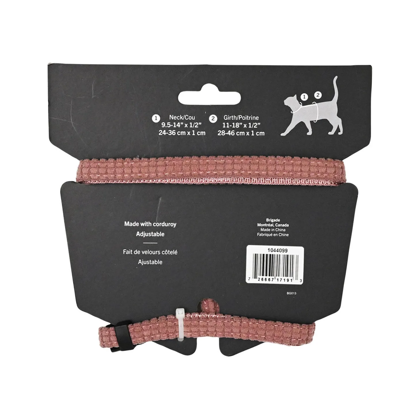 Corduroy Harness for Cats, Pink