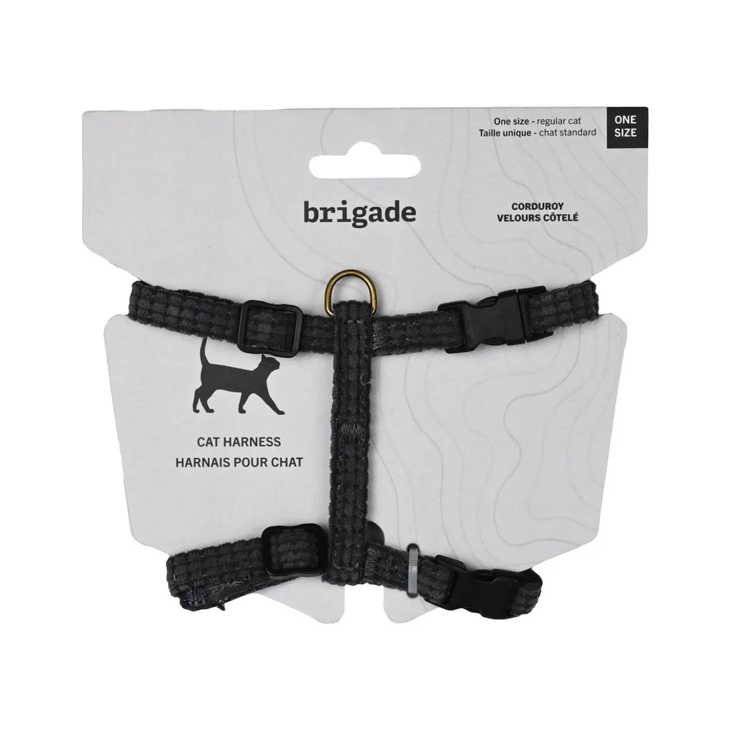 Corduroy Harness for Cats, Charcoal