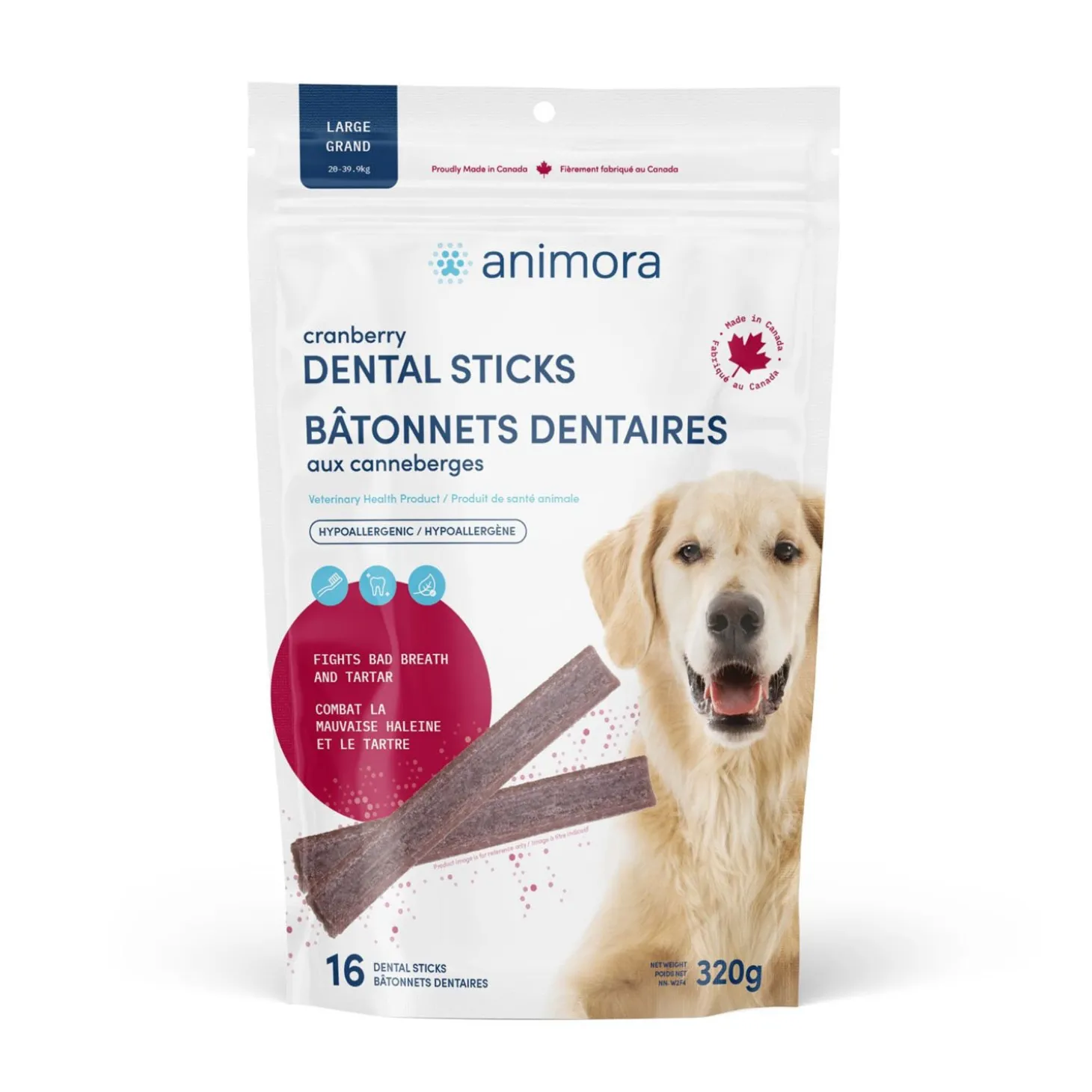 Cranberry Dental Chews for Dogs, large