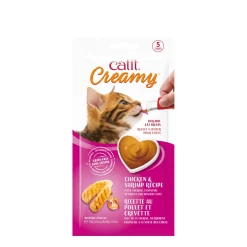 Creamy cat lickable treat, chicken and shrimp, 5-pack
