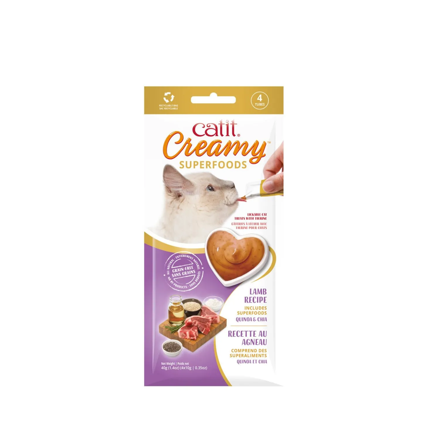 Creamy Superfood Treats, Lamb with Quinoa & Chia, 4 x 10 g