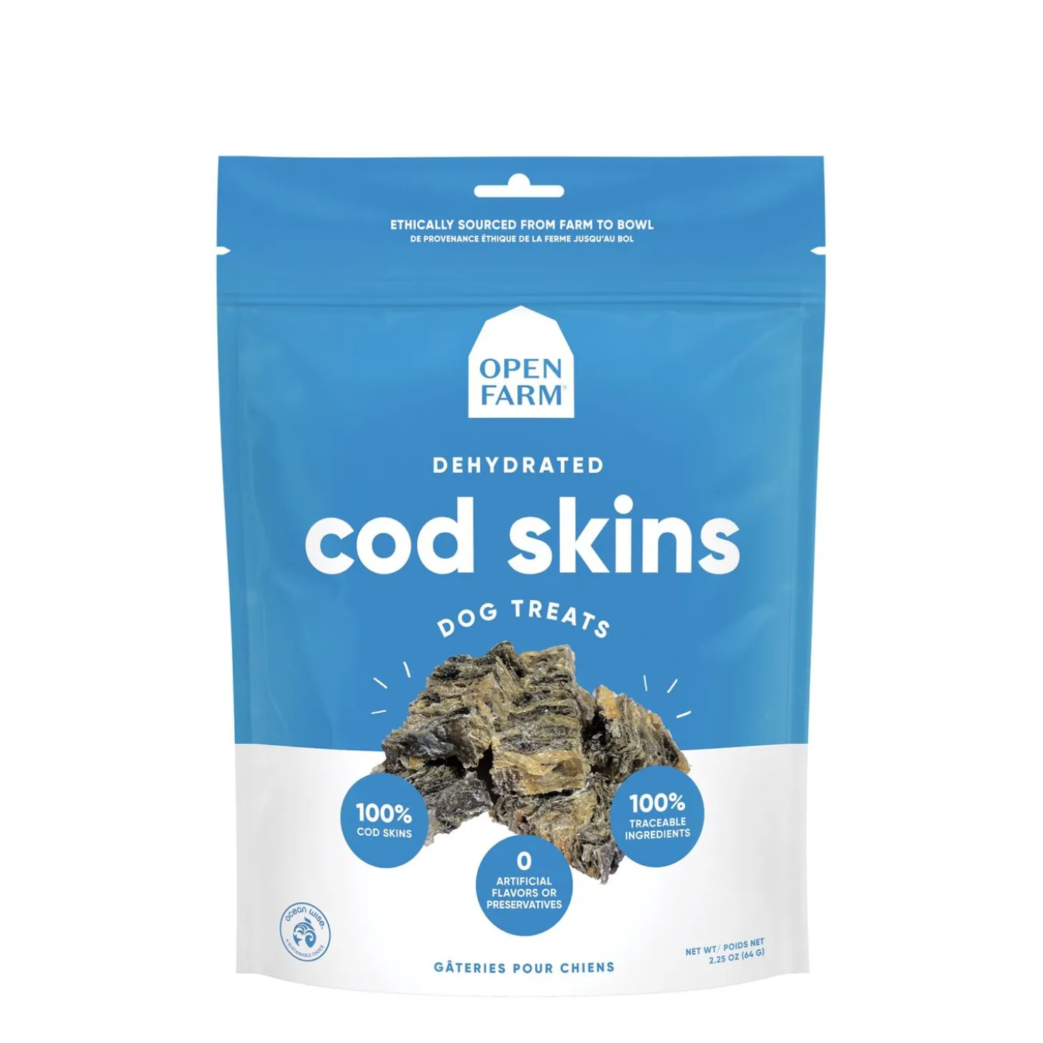 Dehydrated Cod Skins Dog Treats, 2.25 oz
