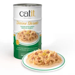 Divine Shreds Chicken Topper with Liver & Broccoli in Jelly, 4 x 85 g