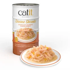 Divine Shreds Chicken Topper with Salmon & Pumpkin in Jelly, 4 x 85 g