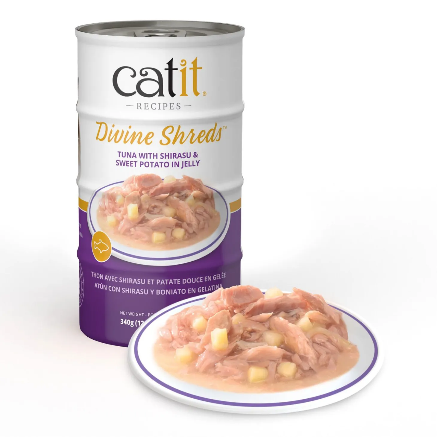 Divine Shreds Tuna Topper with Shirasu & Sweet Potato in Jelly, 4 x 85 g