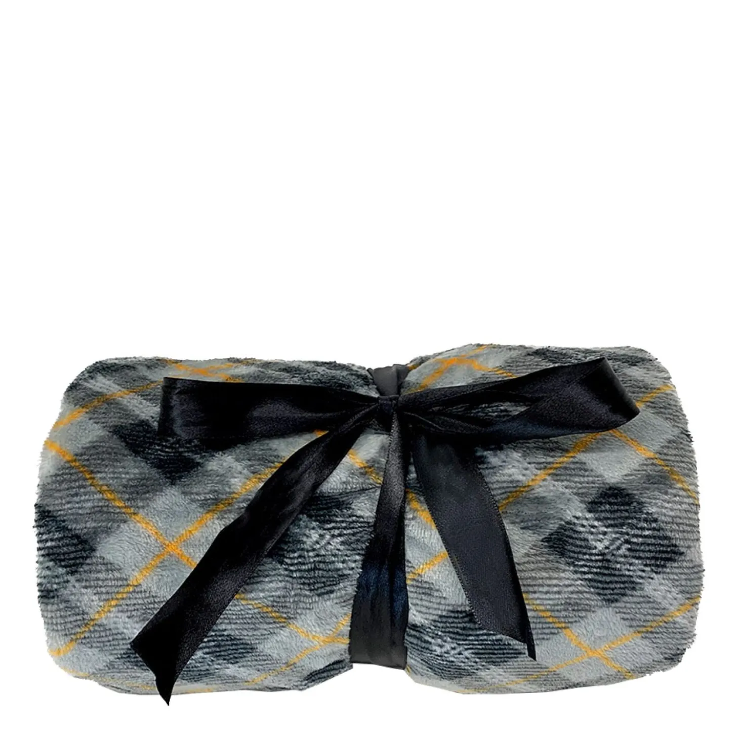 Dogs and cats blanket, grey and orange plaid