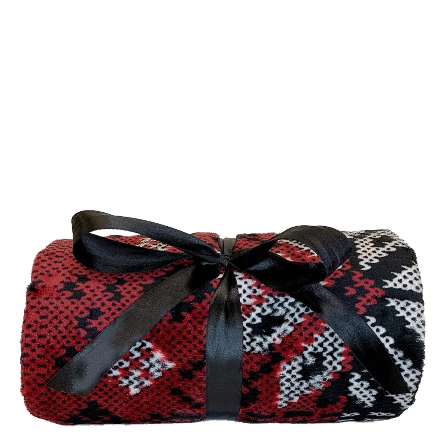 Dogs and cats blanket, red and black snowflakes