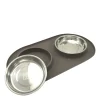 Double Silicone Feeder with Stainless Saucer Bowls