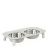 Double Stainless Steel Bowls with Raised Silicone Base
