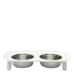 Double Stainless Steel Bowls with Raised Silicone Base