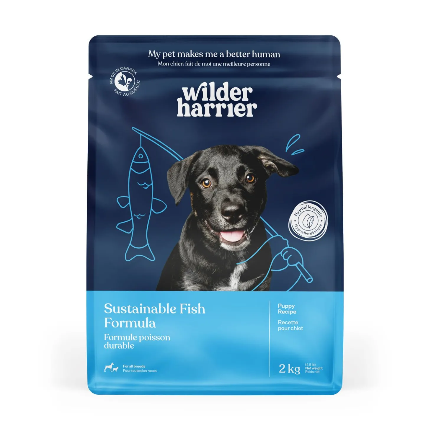 Dry puppy food, sustainable fish recipe