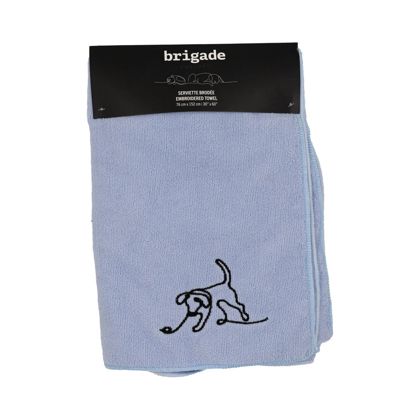 Embroidered Microfiber Towel, Light Blue