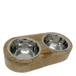 Ergonomic double feeder in mango wood
