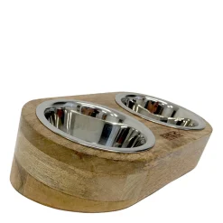 Ergonomic double feeder in mango wood