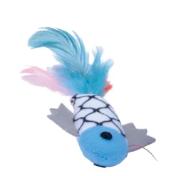 Fish Toy with Feather and Catnip