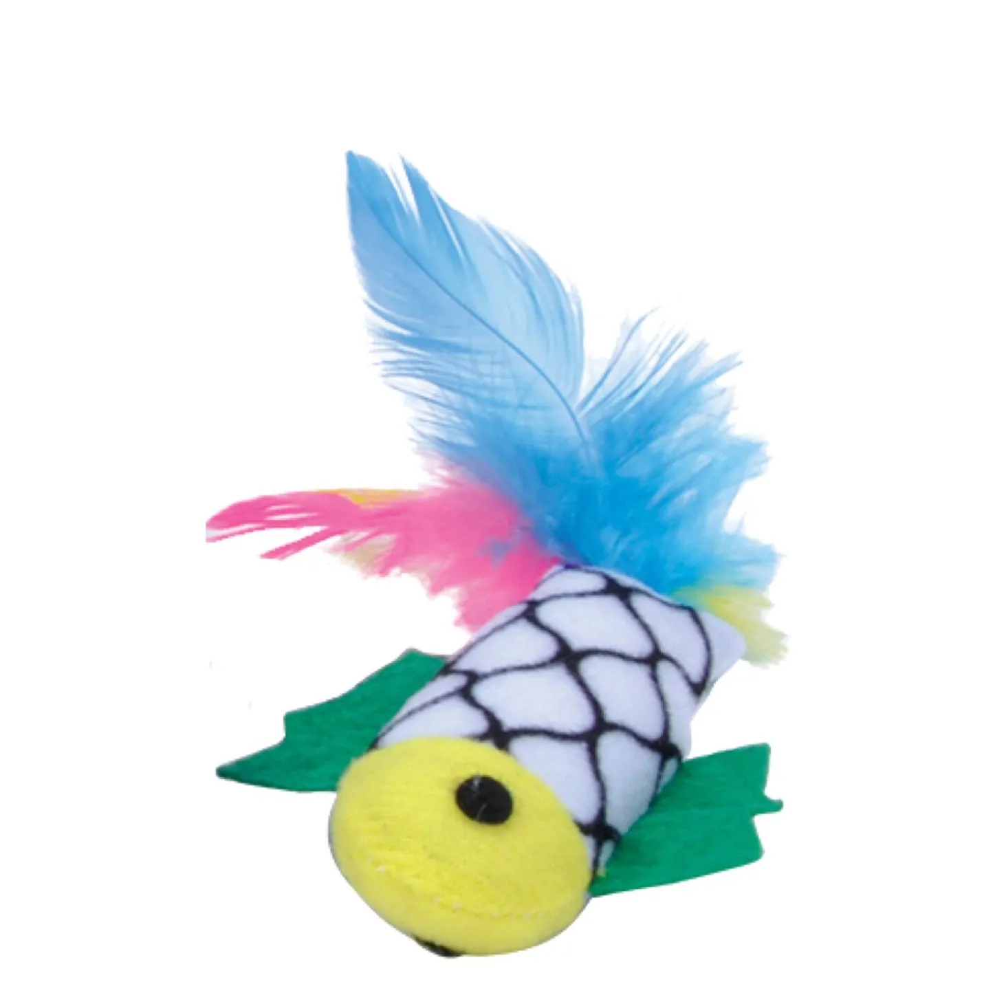 Fish Toy with Feather and Catnip