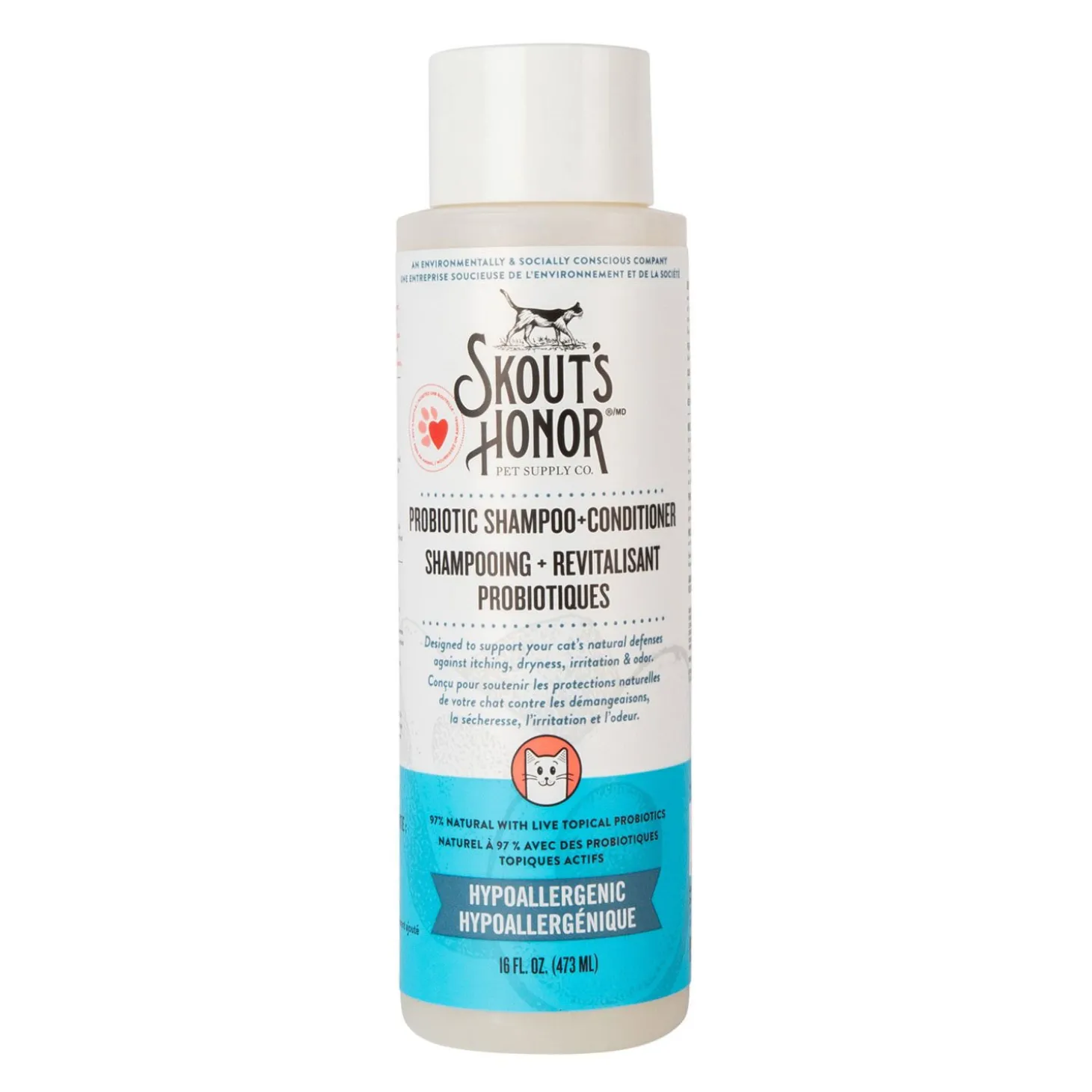 Fragrance Free Cat Probiotic Shampoo and Conditioner, 473 ml